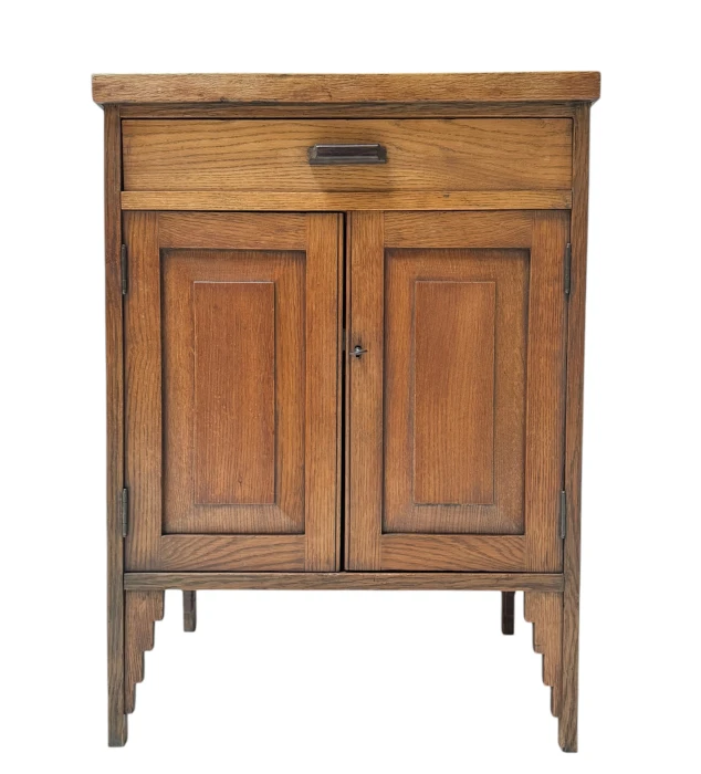 Art Deco Amsterdamse School Cabinet with Black Lacquered Top, 1920s